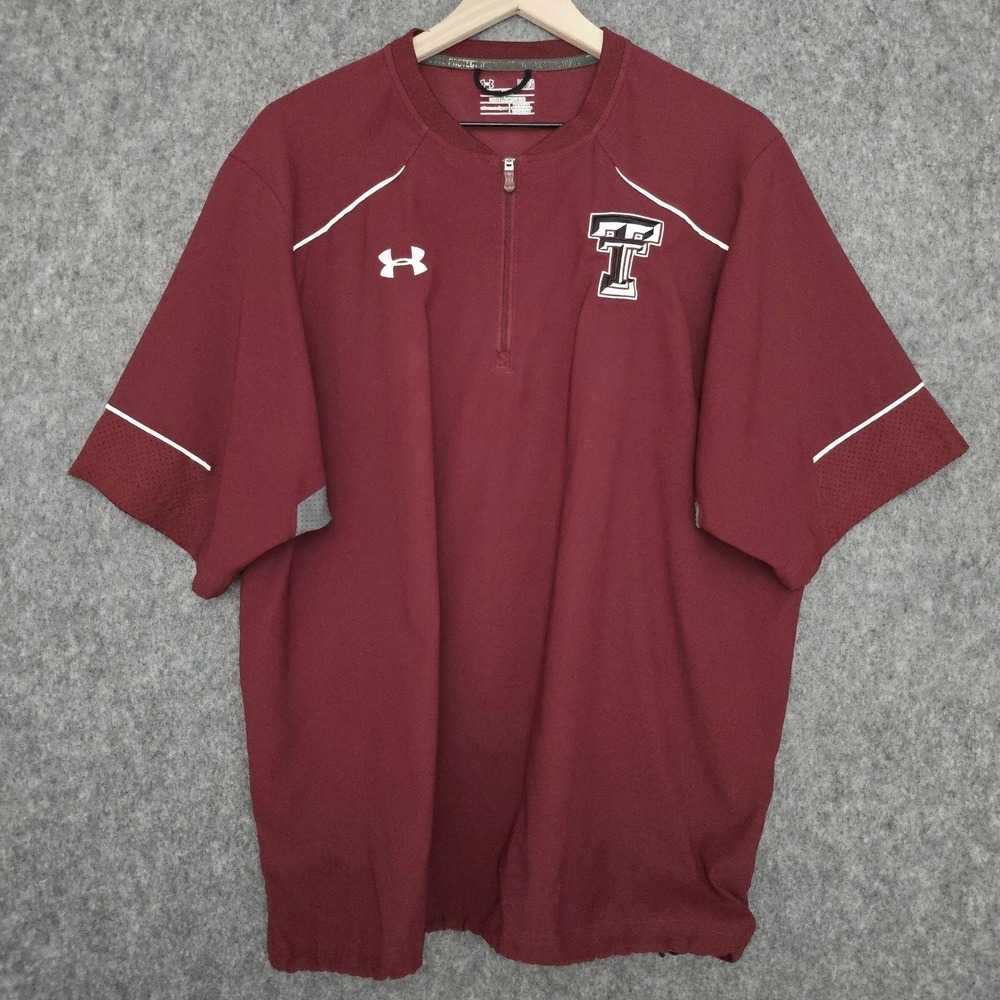 Texas Tech Red Raiders Cage Jacket Mens L Red NCAA Under Armour 1/4 Zip Pullover